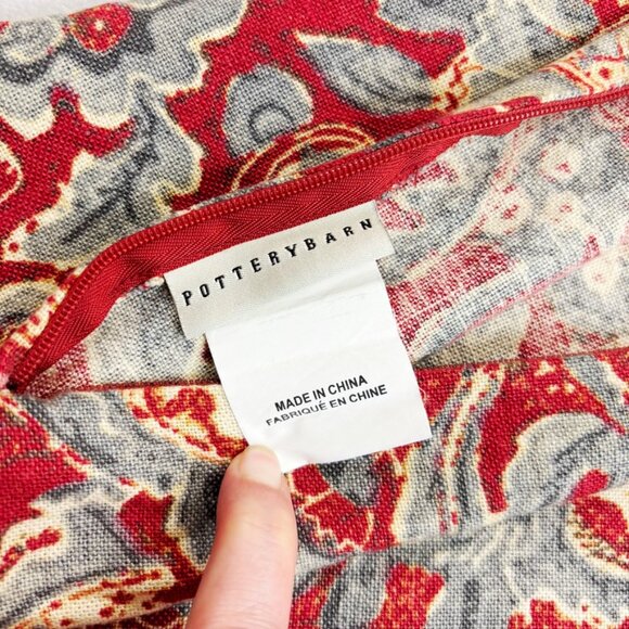 POTTERY BARN Linen Blend Floral Pillow Cover Set Of 2 20x20 Classic Traditional - Picture 7 of 16